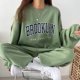 thumbnail image 1 of Sudadera informal con estampado de letras de Brooklyn para mujer, traje de lana con cuello redondo, conjuntos de dos piezas, chándal Y2k para mujer 2023, 1 of 5