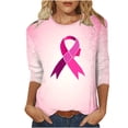 thumbnail image 2 of LEKWK Breast Cancer Shirts for Women Plus Size Pink Ribbon Breast Cancer Awareness T-Shirt 3/4 Sleeve Casual Inspirational Graphic Tee Survivor Gifts,Size S-5XL, 2 of 5