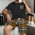 thumbnail image 2 of APEXFWDT Mens Sleep Pajamas Set Soft Short Sleeve Tops and Plaid Shorts Bottom 2 Piece Pj's Set for Loungewear Sleepwear , XXXL,Brown, 2 of 6
