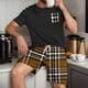 thumbnail image 2 of Mangas de Mano para Hombres Plaid Casual Home Sleepwear Manga Corta Cuello Redondo Top Y Pantalones Cortos Set, Algodón Poliéster Sala de Desgaste, 2 of 6