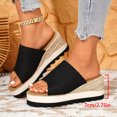 thumbnail image 3 of Platform Sandals for Women Chunky Wedge Espadrilles Lug Sole Non Slip Heels Comfortable Summer Walking Beach Shoes Black Size 9, 3 of 6