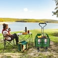 thumbnail image 3 of 35'' Extra Long Collapsible Wagons Carts Foldable, 360LBS Heavy Duty Folding Beach Wagon with Wheels, 106L Portable Utility Outdoor Cart for Grocery, Garden, Sports, Camping, Green, 3 of 7