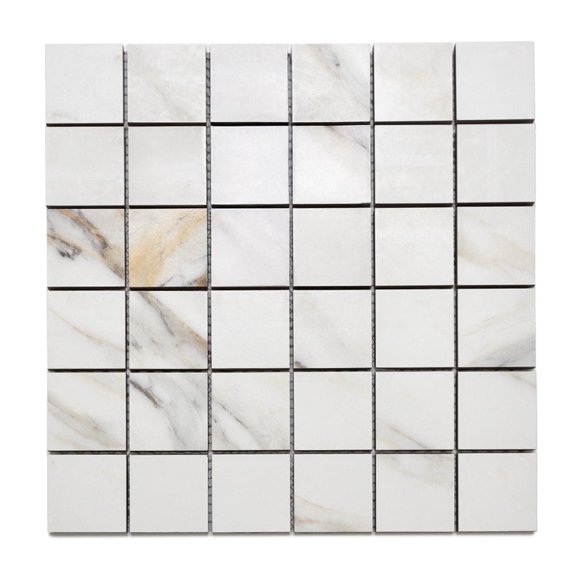 The Tile Life Monarch Oro Borghini 4" x 4" Calacatta Gold Matte Porcelain Mosaic Tile Sample, 1 Piece