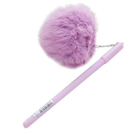 

HuacFive 0.5mm Black Ink Cute Girl Women Faux Fur Pom Pom Ball Pendant Gel Ink Pen Gift