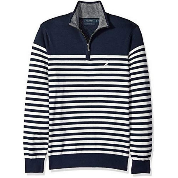 Nautica Nautica Mens HalfZip MockNeck Striped Navtech Sweater