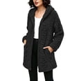 thumbnail image 4 of Trikvn Women's Long Fleece Coat Fuzzy Sherpa Jacket Winter Warm Zip Up Hooded Outerwear with Pockets Cable Knit Cardigan Casual Fall Relaxed Fluffy Overcoat, 4 of 9