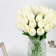 thumbnail image 5 of Tulipanes 24 piezas de tulipanes artificiales para decoración, color crema, tulipanes falsos, arreglos florales, decoración de tulipanes artificiales (blanco roto), 5 of 5