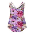 thumbnail image 3 of Sleeveless Cami Tops For Womens Spaghetti Straps Sexy Pleated Tank Tops Women Petal Print T-Shirt Casual Comfy T-ShirtsWomens Crew Neck Top, 3 of 5