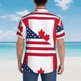 thumbnail image 4 of Sikiie USA Canada Flag Print Men's Hawaiian Shirt, Summer Beach Button Pocket Short Sleeve T-Shirt,3X-Large, 4 of 7