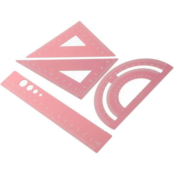 Protractor Drawing Ruler Math Learning Tools Triangular Scale Ruler Measuring Rulers Triangle Board Set Metal Office Student