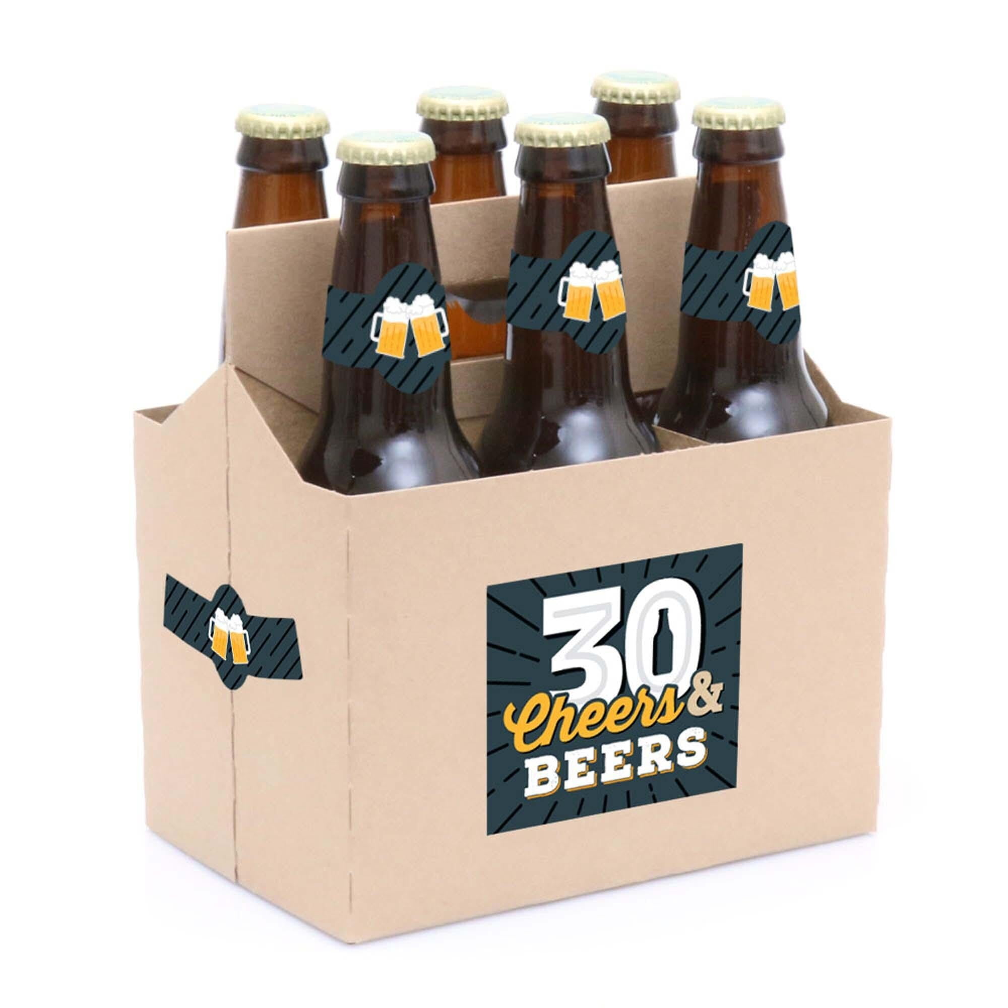 Cheers & Beers To 30 Years Birthday Kit - 6 Beer Bottle Labels, Neck Labels & 1 Kraft Paper Carrier