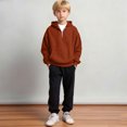 thumbnail image 5 of OGLCCG Hoodies for Boys Size 7-8,Boys Waffle Pullover Hoodie Kids Long Sleeve Half Zip Hooded Sweatshirts with Pocket,Orange, 5 of 5
