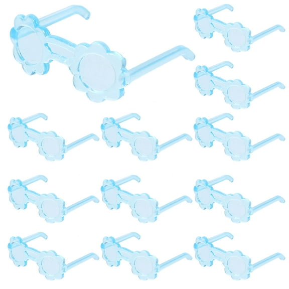 FRCOLOR 50pcs Love Heart Glasses for Dolls Sky Blue Plastic Miniature Dollhouse Playing