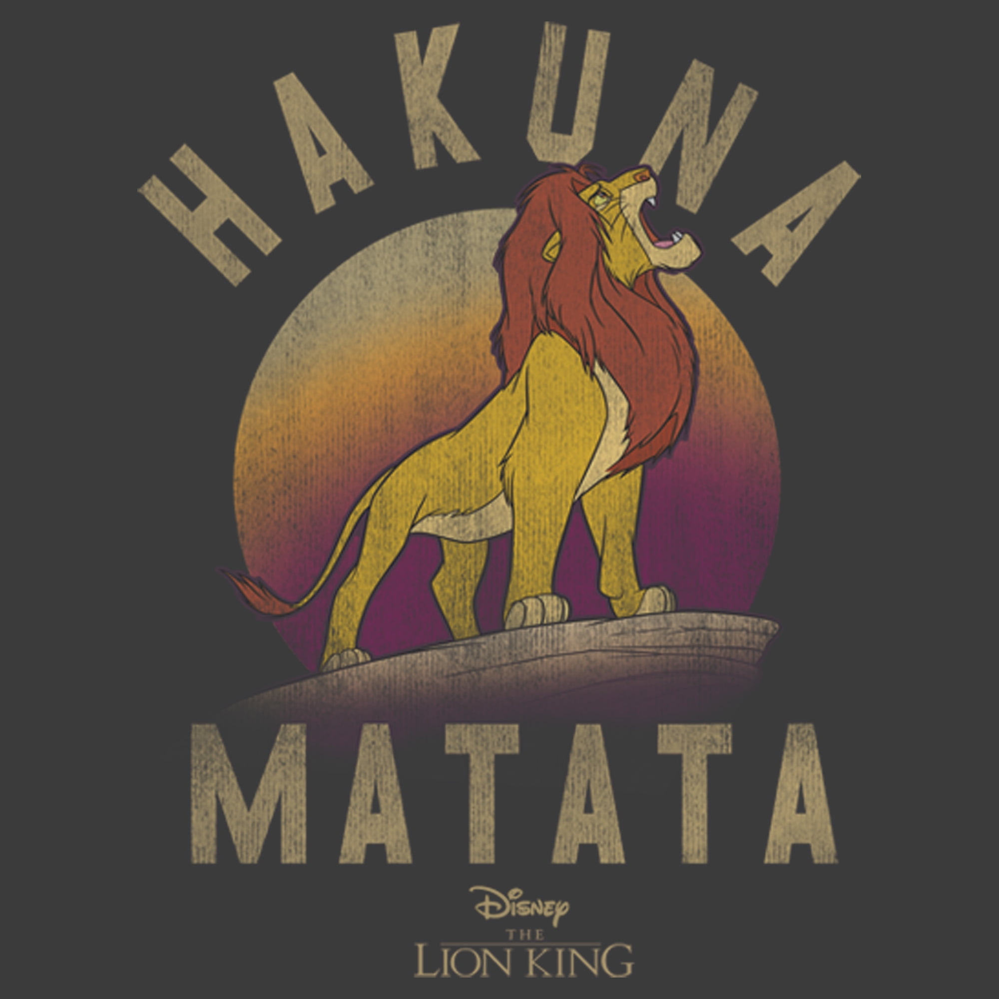 Men\'s Lion Hakuna Large Hoodie King Over Matata Heather Charcoal X Simba Pull