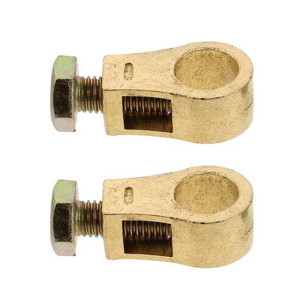 OFFIGAM Heavy Duty Brass Battery Terminal Connectors, Easy Install, Secure Grip, Golden 1Pair