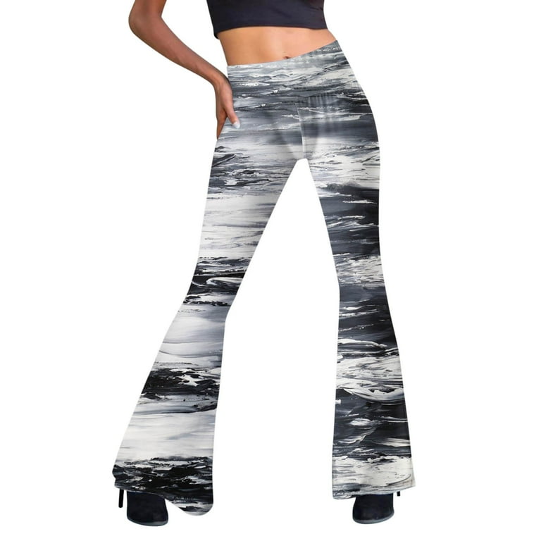 BOOMILK Flare Leg Pants for Women High Waisted Trendy Printed Bell