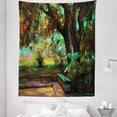 thumbnail image 1 of Watercolor Tapestry, Spring Park Landscape of Blooming Trees and Bushes Fine Art Print, Fabric Wall Hanging Decor for Bedroom Living Room Dorm, 5 Sizes, Dark Olive Green Brown, by Ambesonne, 1 of 1