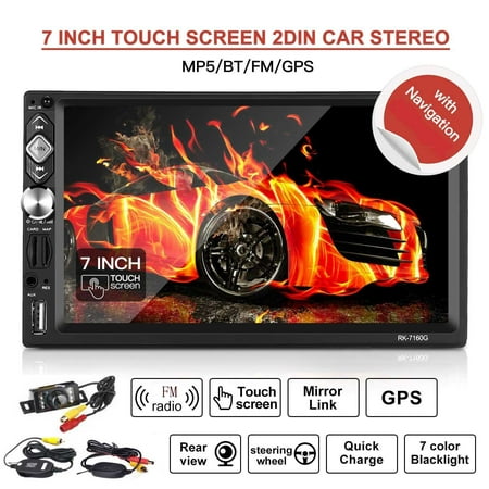 Eincar Double 2 DIN Car Radio with HD 1080P Touch Screen Car Stereo MP5 Player Bluetooth,GPS Navigation,Sat Nav Built-in 8GB,Support USB/TF/FM Radio/Reversing Camera Input/Remote