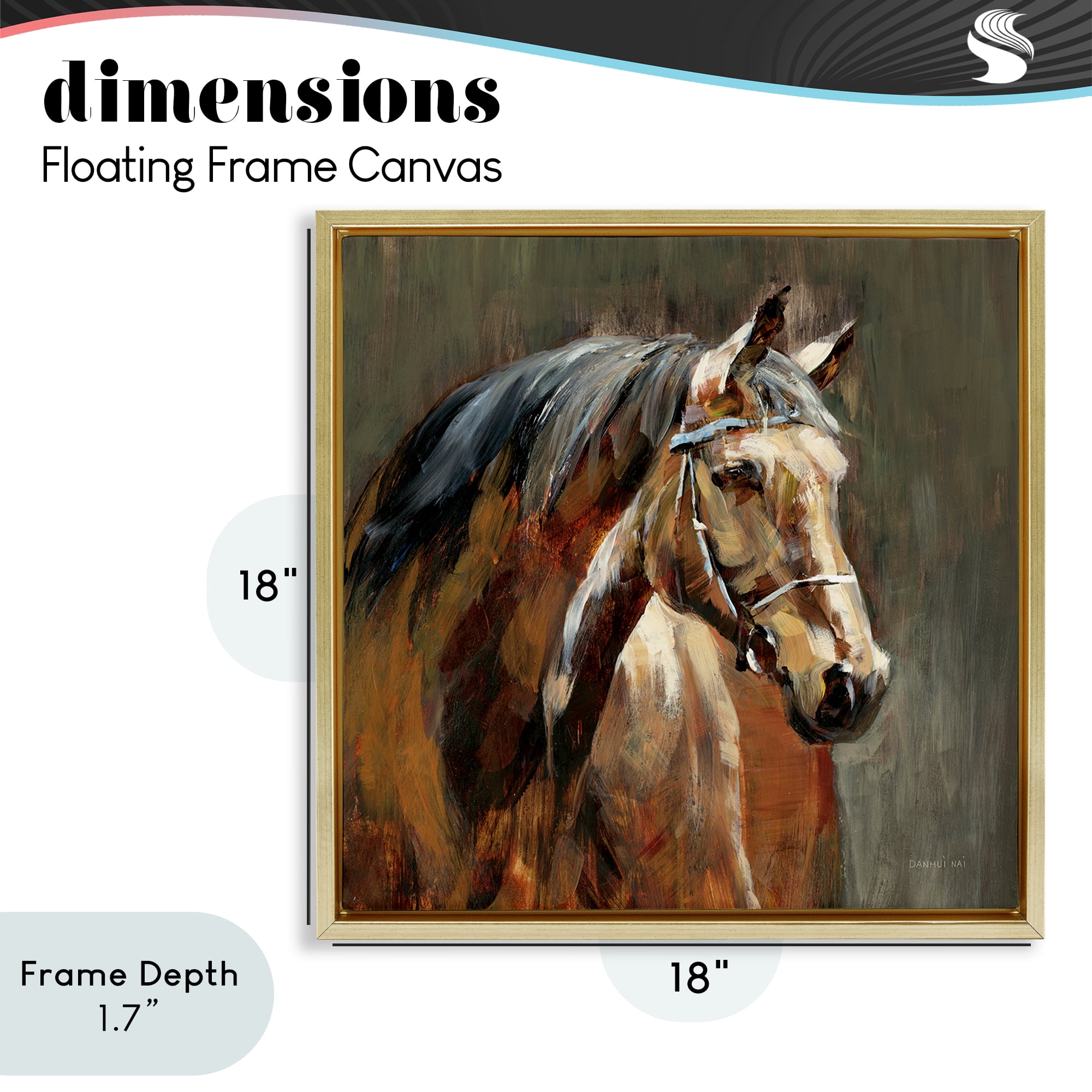 Stupell Industries Horse in Stable at Dusk Gold Framed Floater Canvas Wall Art, design by Danhui Nai