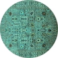 thumbnail image 1 of Ahgly Company Indoor Round Oriental Turquoise Blue Industrial Area Rugs, 8' Round, 1 of 4