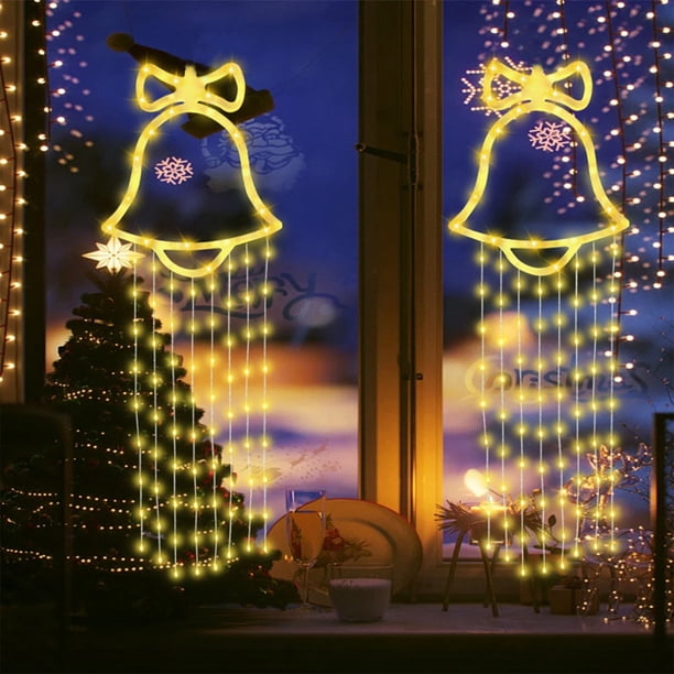 Xihbxyly Paletas No Reclamadas Campanas de Navidad Luces Colgantes Ventanas Ambiente de Dormitorio Luces de Control Remoto Adornos para Árboles de Navidad