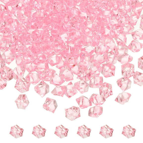 1000-Pack Fake Ice Rocks, 6x9mm Fake Crushed Ice Acrylic Gems Diamonds for Vase Fillers/Fish Tank/DIY Crafts [Pink]