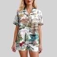 thumbnail image 6 of felwors Pajamas for Women Set Short Sleeve Button-Down 2 Piece PJ Set Lounge Sleepwear Cute Graphic Tees PJ Set Light Green, XL, 6 of 6
