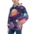 thumbnail image 2 of Fotbe Planet Pastel Galaxy Pattern Youth Pullover Hooded Sweatshirt, Boys Hoodie, Kangaroo Pocket Hoodie for Kids Girls -Small, 2 of 6
