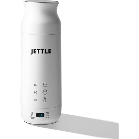 

Jettle Electric Kettle - Travel Portable Heater for Coffee Tea Milk Soup - Stainless Steel Travel Water Boiler tea pot with Temperature Control LED Automatic Power Off - 450ml Kitch