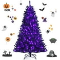 thumbnail image 1 of Gymax 6 FT Pre-lit Black Halloween Tree Artificial Hinged Christmas Tree, 1 of 10