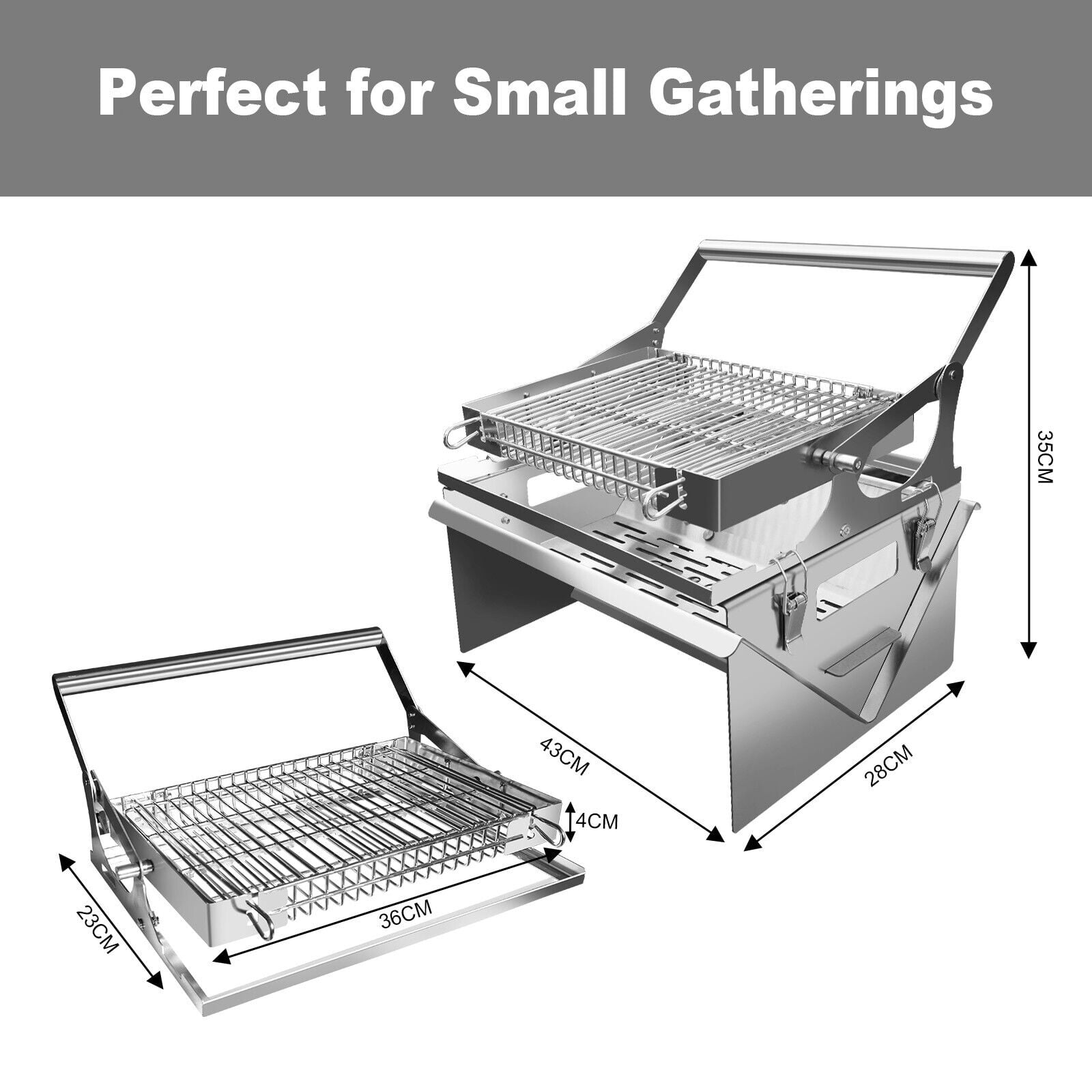 New charcoal grill for barbecue Stainless steel 360°rotating flip grill