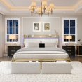 thumbnail image 1 of King Size Bed Frame with Charging Headboard LED Lighting 2 Storage Drawers Metal Platform Foundation No Box Spring Required, 1 of 8
