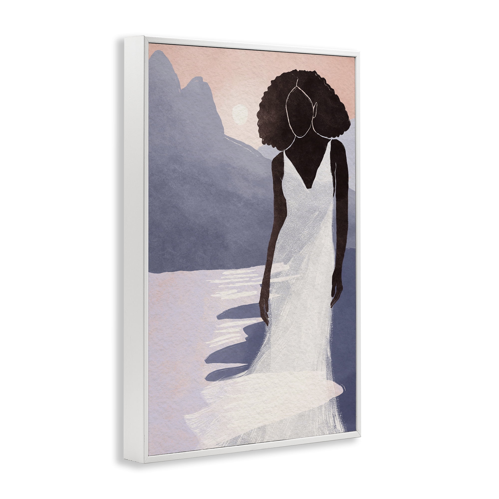 Stupell Industries White Gown Silhouette at Sunset White Framed Giclee Art, design by Yuyu Pont