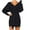 Black01, variant on Womens V Neck Wrap Ribbed Knitted Dresses Fall Winter Solid Color Cutout Back Long Sleeve Tie Waist Sexy Mini Bodycon Dress Black01 M