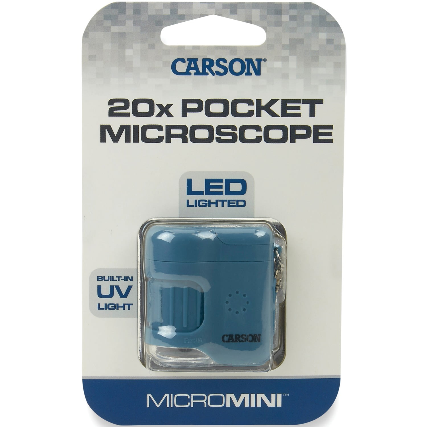 Carson MicroMini 20x LED Lighted Pocket Microscope with Built-in UV and LED Flashlight 