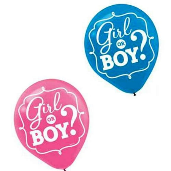 Baby Shower Gender Reveal 'Girl or Boy' Latex Balloons (15ct)