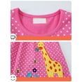 thumbnail image 4 of HWJAD Little Girls A-Line Dress Cute Giraffe Pattern Short Sleeve Casual Toddler Girl Dresses for Party Floral 6T, 4 of 6
