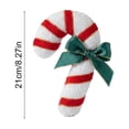thumbnail image 3 of Cififendec Christmas Candy Cane Shaped Throw Pillow, 8.27", Striped Plush Cushion with Green Bow for Xmas Sofa Fireplace Mantel Decor Layout, 3 of 6