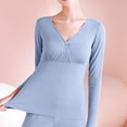 thumbnail image 3 of Ohufall Women's Nursing Sleepshirts Summer Solid Color Comfy V Neck Maternity Loungewear Plus Size Soft Breathable Long Sleeve Open Button Breastfeeding Pajamas, 3 of 6