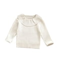 thumbnail image 1 of Pull Décontracté Tricoté Uni pour Filles Manches Longues Col Rond Blanc, 1 of 4