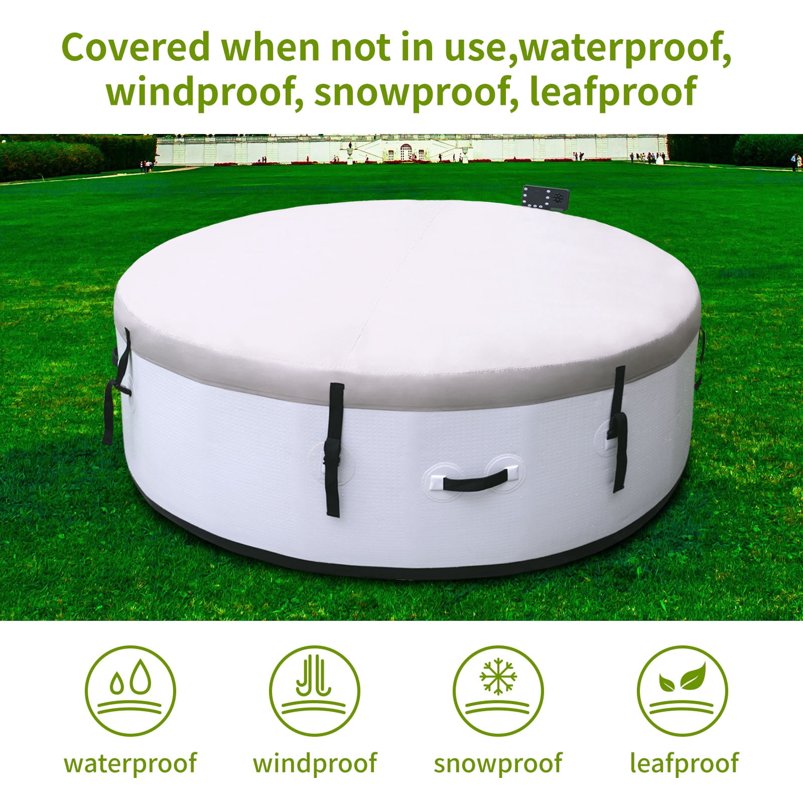 Large Hot Tub for 4 to 6 People, Portable Outdoor Spa with 150 Airjets and 1 Thermal Cover Massage Hot Tub for Patio Garden and Outdoors