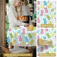 thumbnail image 5 of Easter and Bunnies Light Blue Stripe Pattern Round Tablecloth 60", Wrinkle-Resistant Wipeable Cover for Kitchen, Dining, Picnic & Patio, 5 of 6
