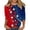 U4-Holiday Patriotic Blouses, variant on Womens Independence Day Tops Funny Patriotic USA Flag Pattern Tees Cute 3/4 Sleeve T Shirts Crewneck Lightweight Blouses Shirts Plus Size S-5XL