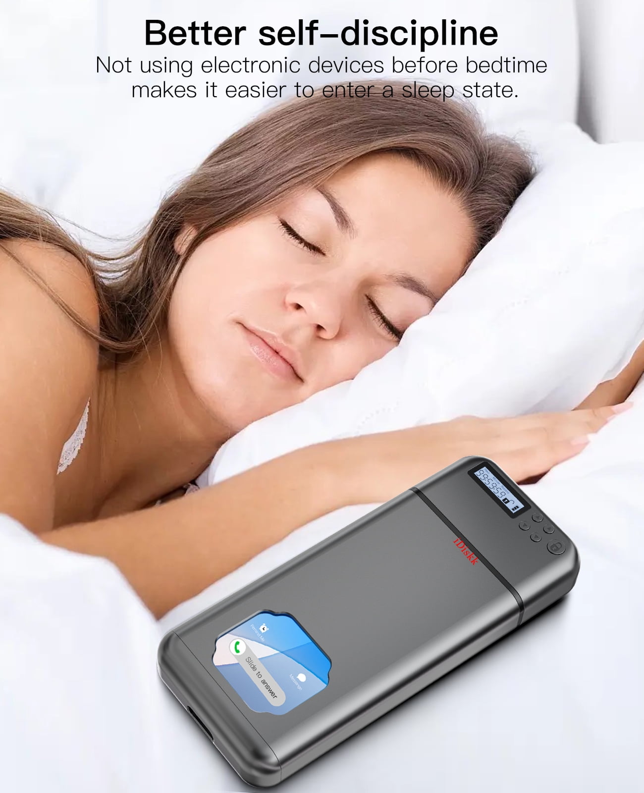 iDiskk Cell Phone Safe Timed Lock Case with Timer Self-Control Phone Locker Box for Addiction Management, Secure, Durable, User-Friendly 1PC Black