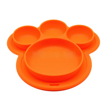 Outgeek Kids' Plate Cute Bear Paw Shape Suction Silicone Food Fruits Divided Plate Dinner Plate Dish Bowl Tableware Birthday Gift Toy for Kids Baby Toddler Boys Girls Home