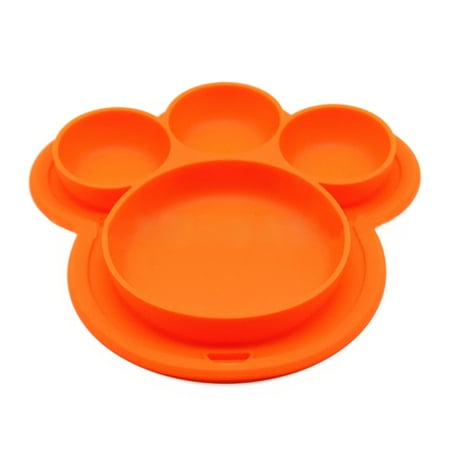Divided Dish Tag - Outgeek Kids' Plate Cute Bear Paw Shape Suction Silicone Food Fruits Divided Plate Dinner Plate Dish Bowl Tableware Birthday Gift Toy for Kids Baby Toddler Boys Girls Home Travel