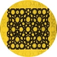 thumbnail image 1 of Ahgly Company Indoor Round Oriental Yellow Traditional Area Rugs, 3' Round, 1 of 4