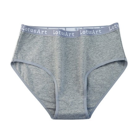 

Qcmgmg Cheeky Panties for Women Breathable Solid Cotton Mid Waisted Plus Size Underwear for Women Gray XL