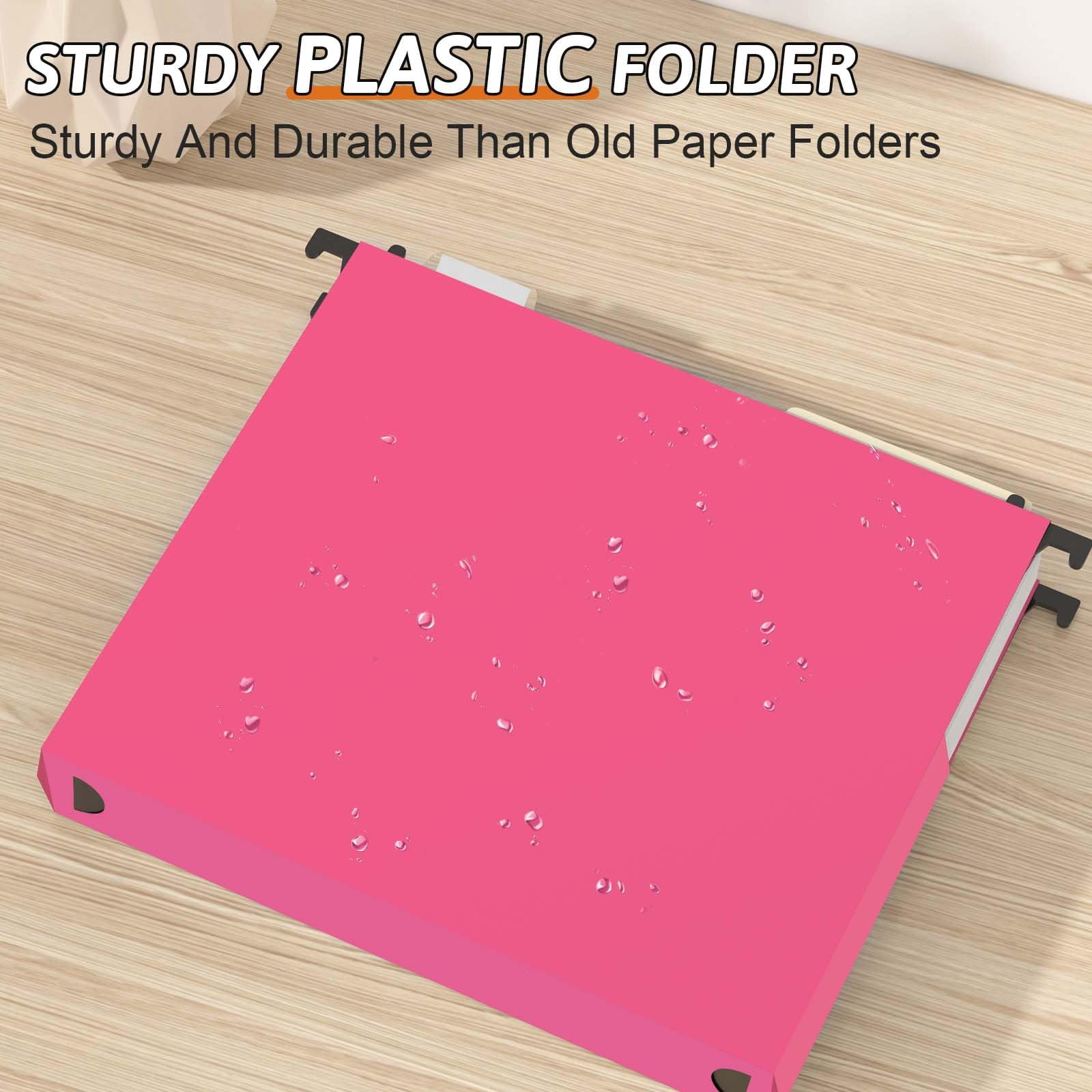 Plastic Hanging File Folders Expanding 12 Pack Extra Capacity Folder Letter Size 2 Inch Expansion Heavy Duty Adjustable Tabs Pink Designed For Bulky Files