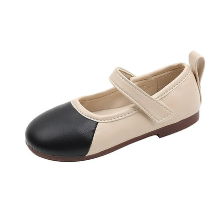 eileial Girls Dress Shoes Shoes for Girls  Girls Lows Heels for Kids Toddler Flower Girl Wedding Party School(Beige 5.5-6 Years)